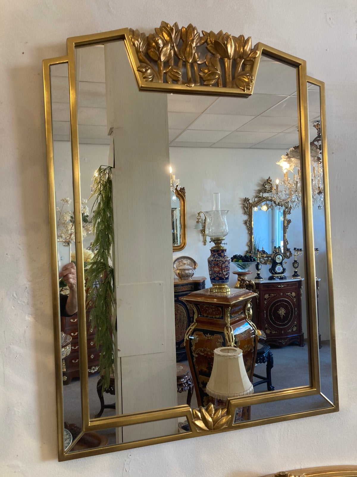Originele oude de knudt spiegel 90 cm hoog 66 cm breed, Ophalen, Rechthoekig, 50 tot 100 cm