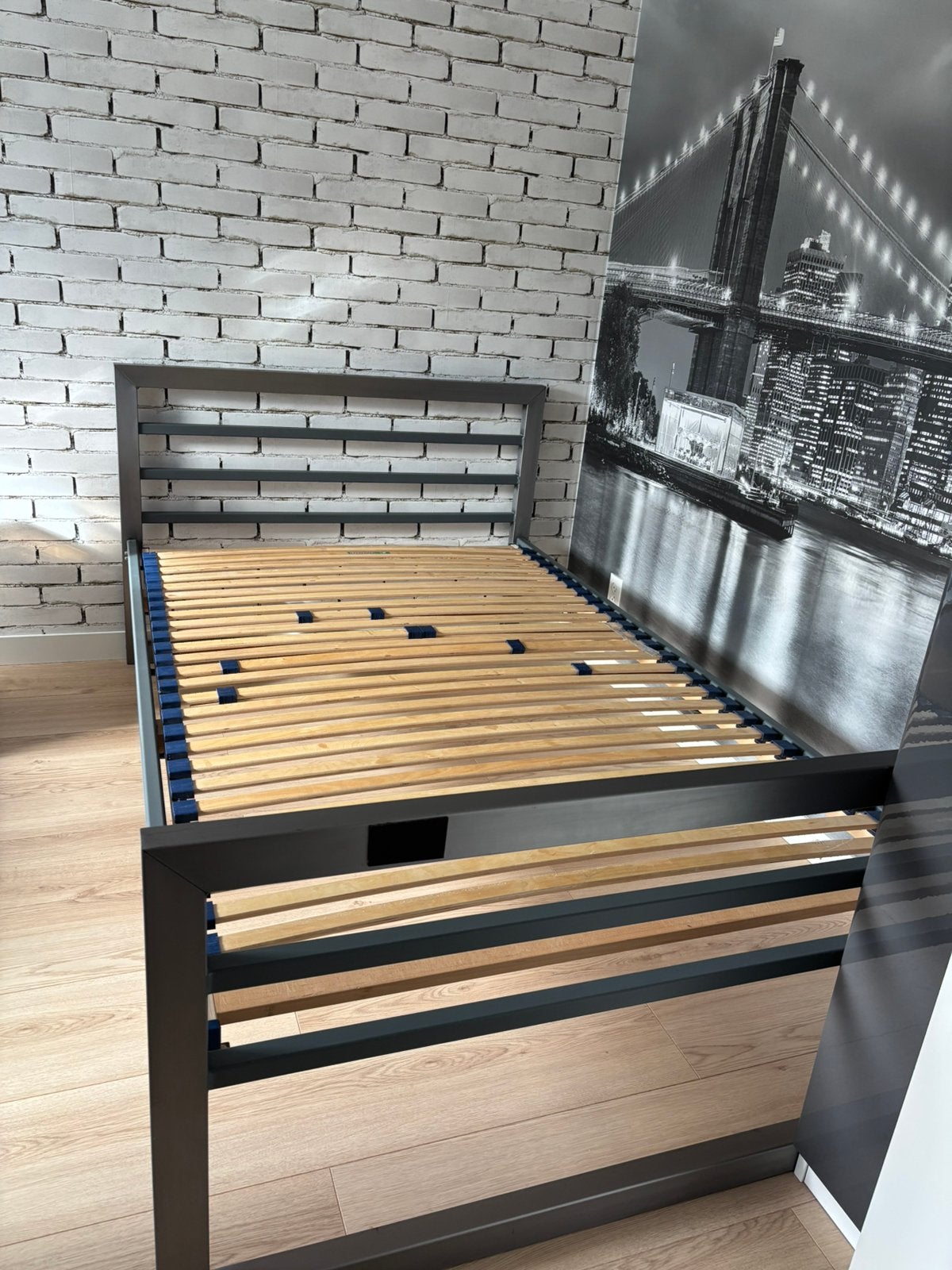 Bed stalen frame industrieel, Ophalen, Gebruikt, Twijfelaar, 120 cm