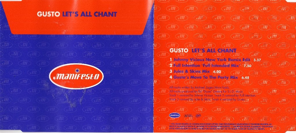 CD-MAXI-SINGLE - 1996 - Gusto – Let's All Chant, Ophalen of Verzenden, Zo goed als nieuw, Pop