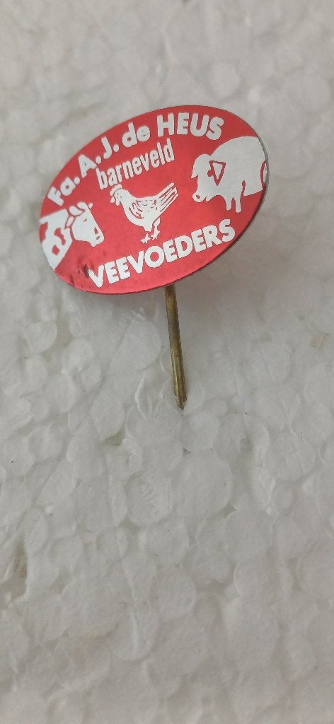 Barneveld Fa. AJ de Heus veevoeders, Verzamelen, Speldjes, Pins en Buttons, Ophalen of Verzenden, Zo goed als nieuw, Overige onderwerpen