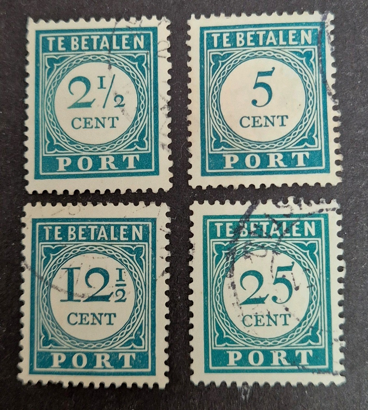 NVPH P34,P35,P37,P40 Cijfer. Curaçao, Ophalen of Verzenden, Gestempeld
