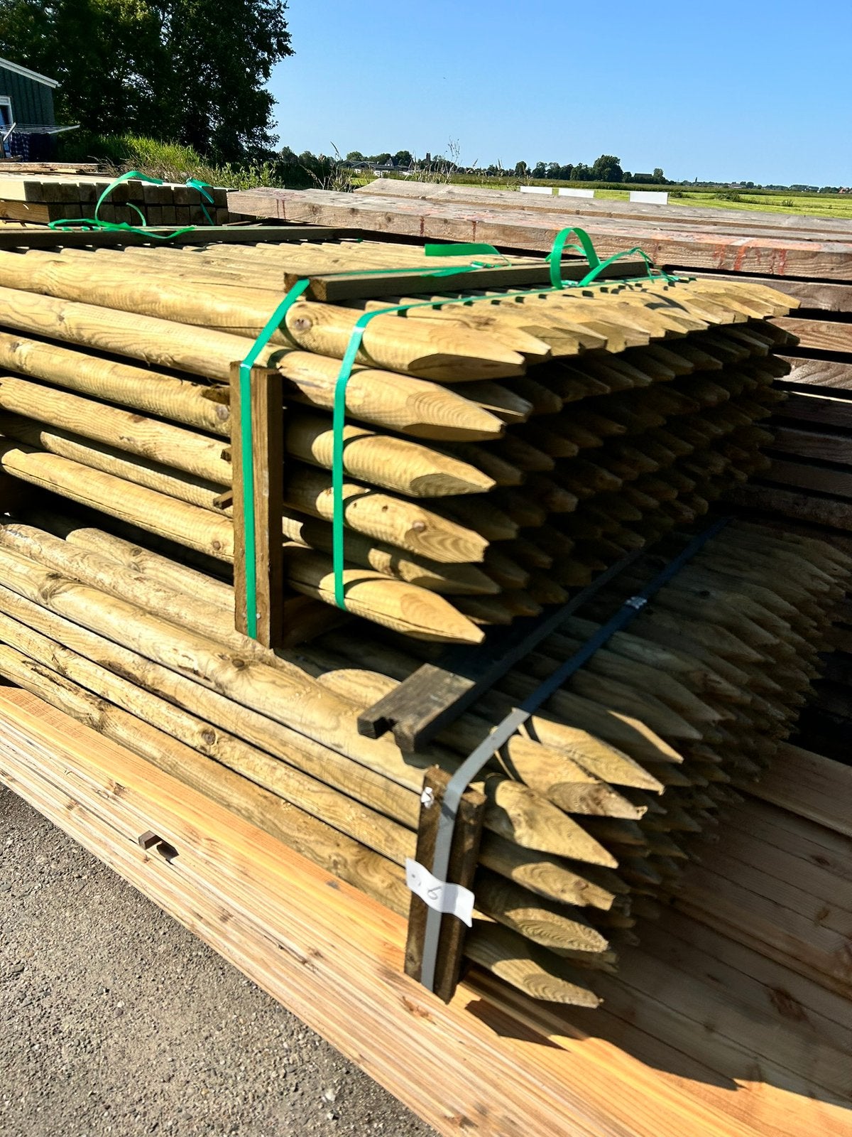 Ronde paal gefreesd 60 mm gepunt, Tuin en Terras, Palen, Balken en Planken, Ophalen of Verzenden, Nieuw, Minder dan 180 cm, Palen