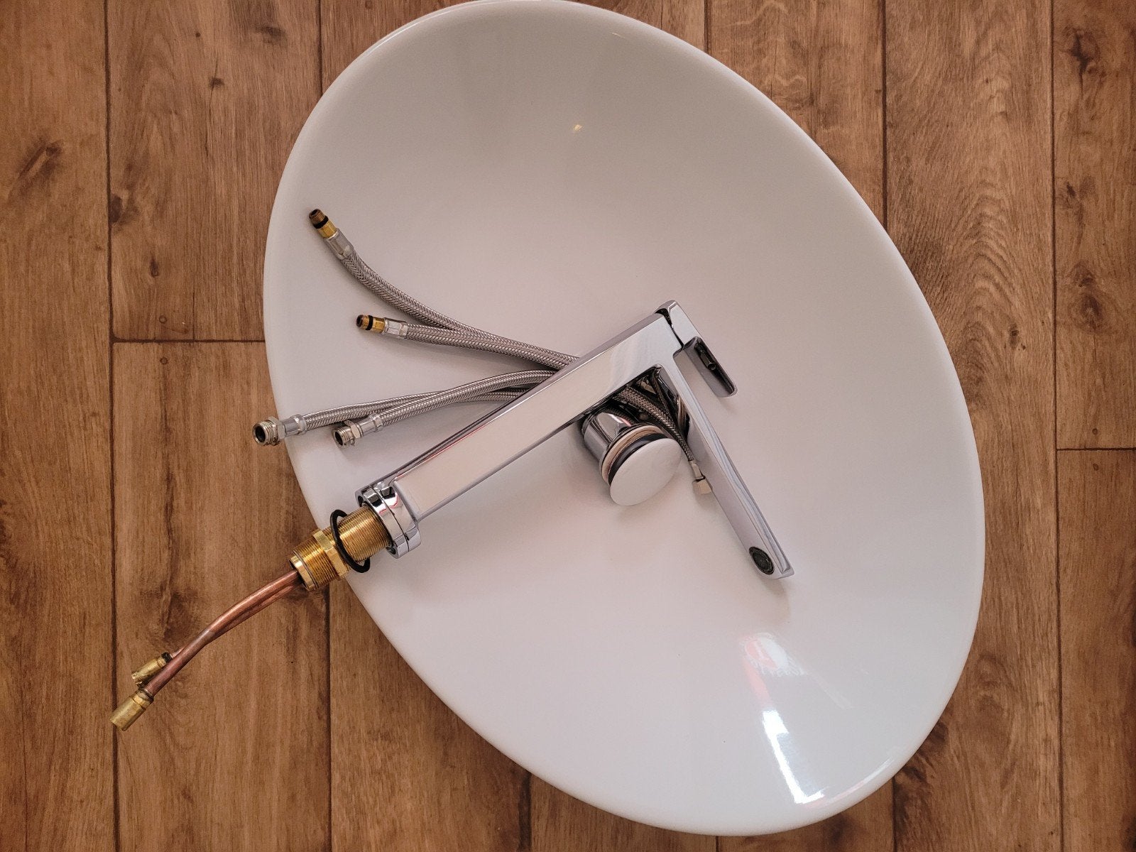 Wastafelkraan met waskom - Chroom en Keramiek, Ophalen, Zo goed als nieuw, Chroom, Kraan