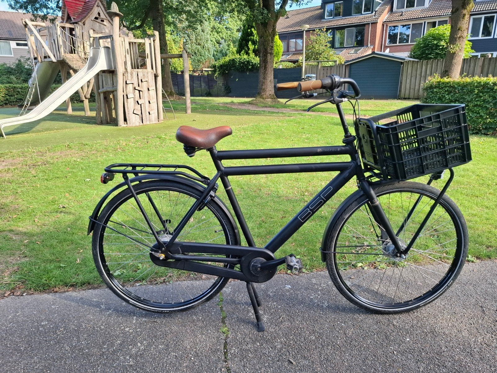ZWARTE BSP JONGENSFIETS / HERENFIETS, 62CM, HANDREM. 7 VERS., BSP, Ophalen, 26 inch of meer, Handrem
