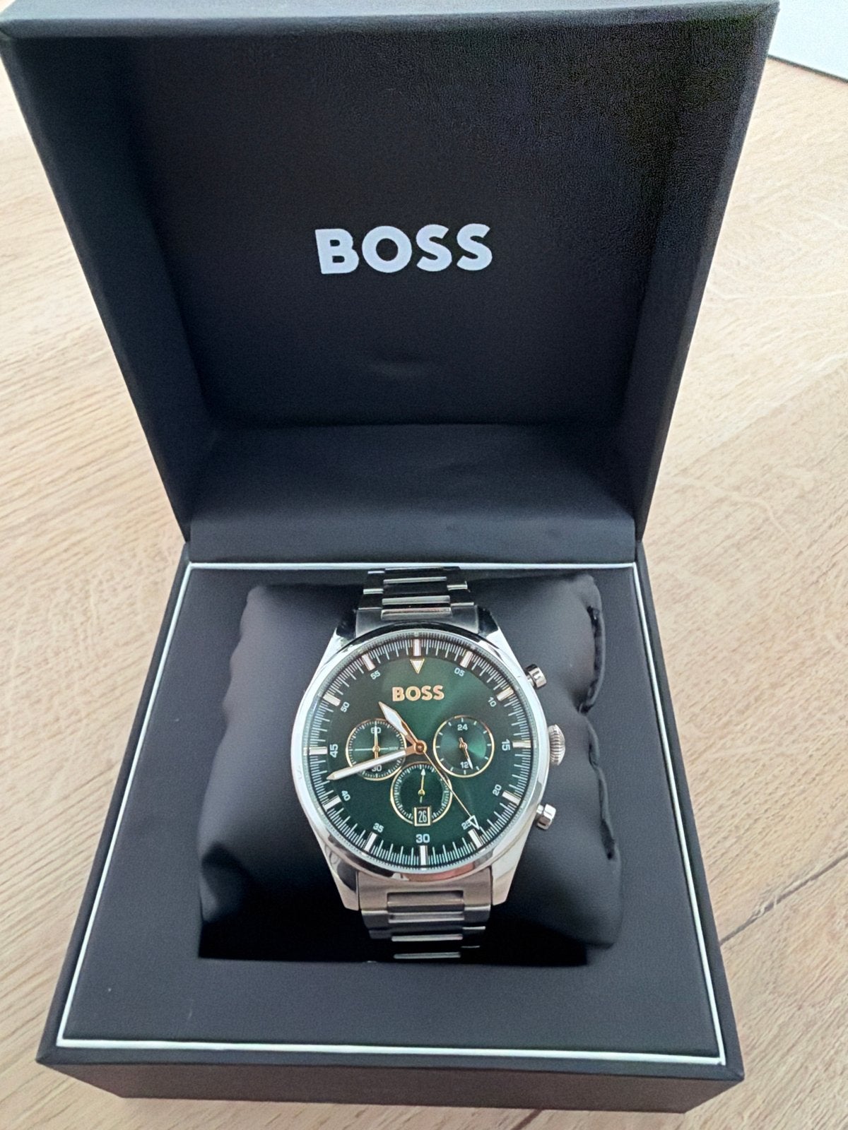 BOSS Horloge Groen/Zilver - Zo goed als nieuw, Overige merken, Staal, Staal, Verzenden