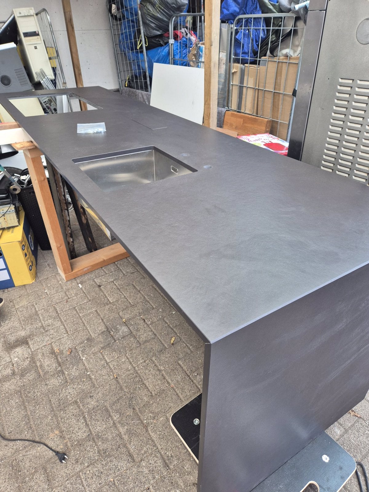 Dekton antraciet keukenblad 305x90x92, Ophalen, 75 cm of meer, Zo goed als nieuw, 200 cm of meer