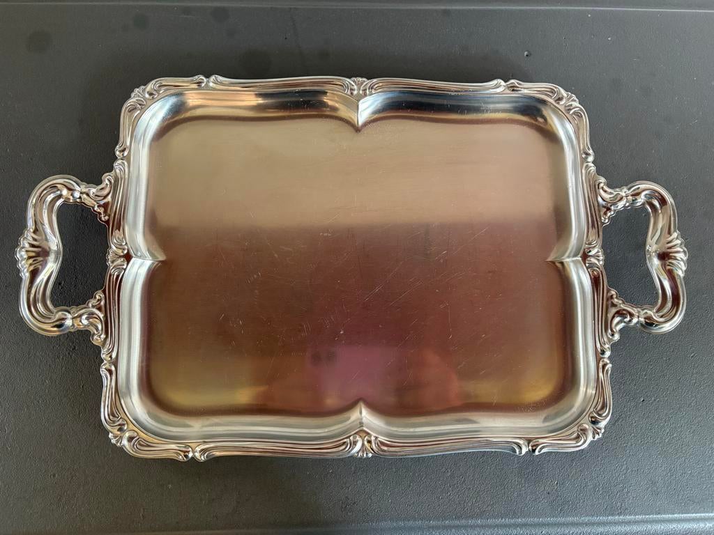 Vintage Alessi (Alfra) Barocco dienblad, Huis en Inrichting, Ophalen of Verzenden, Gebruikt, Rechthoekig, Metaal