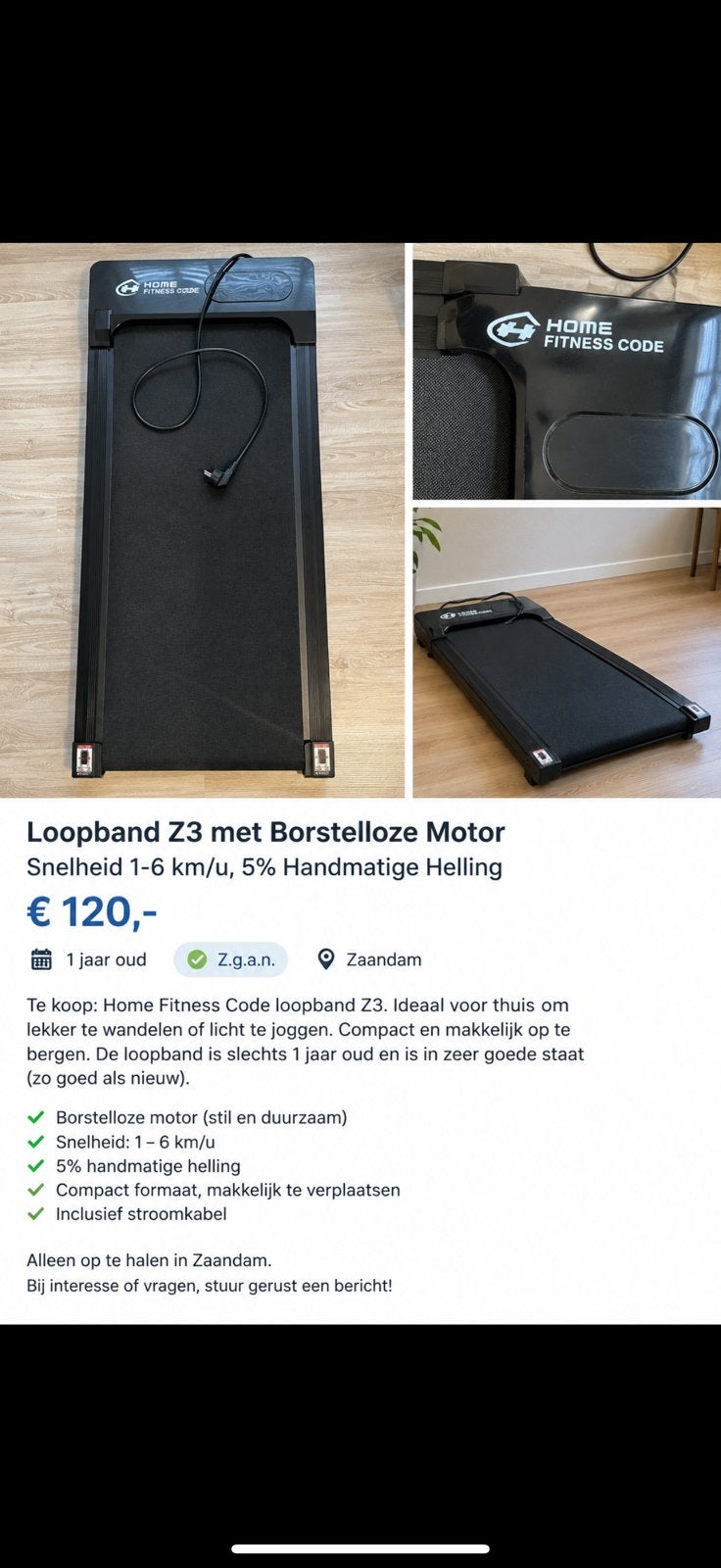 Loopband met afstandsbediening - Z.g.a.n., Ophalen, Zo goed als nieuw, Loopband