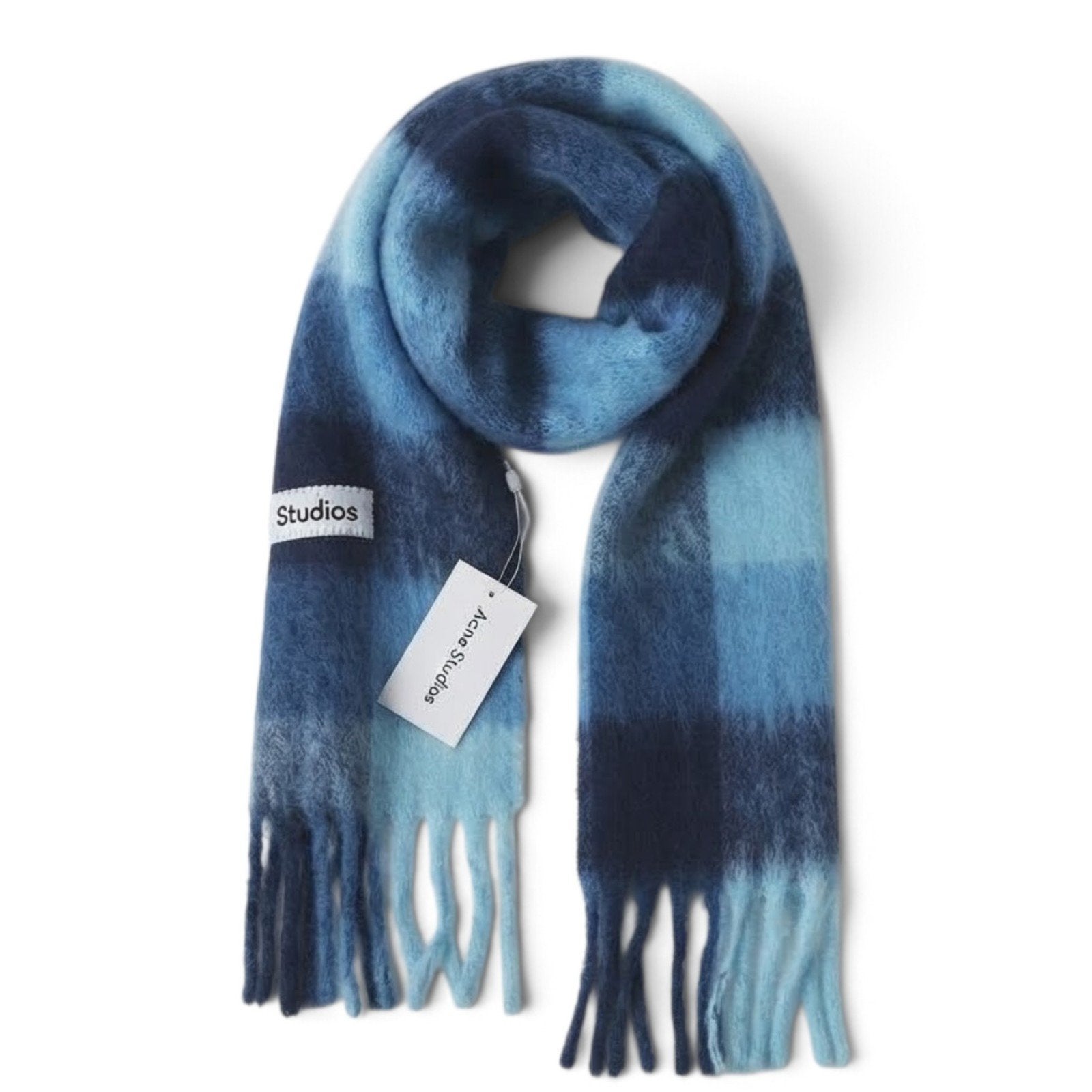 Acne Studios Geruite Sjaal - Blauw/Zwart/Wit, unisex,nieuw, Acne Studios, Verzenden, Zo goed als nieuw, Sjaal