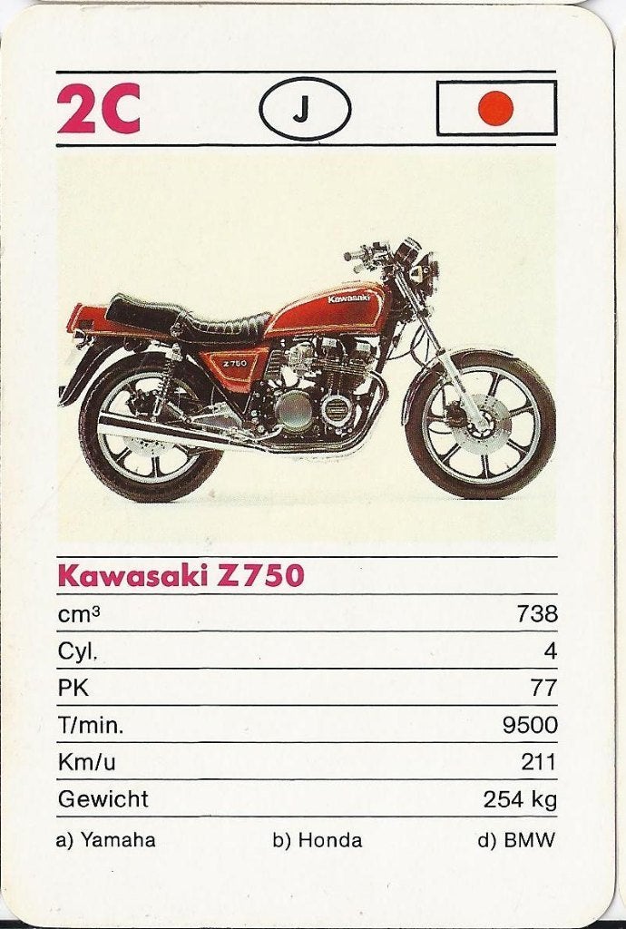mk333 motorkaartje -- 2C -- Kawasaki Z 750, Ophalen of Verzenden, Zo goed als nieuw, Motoren