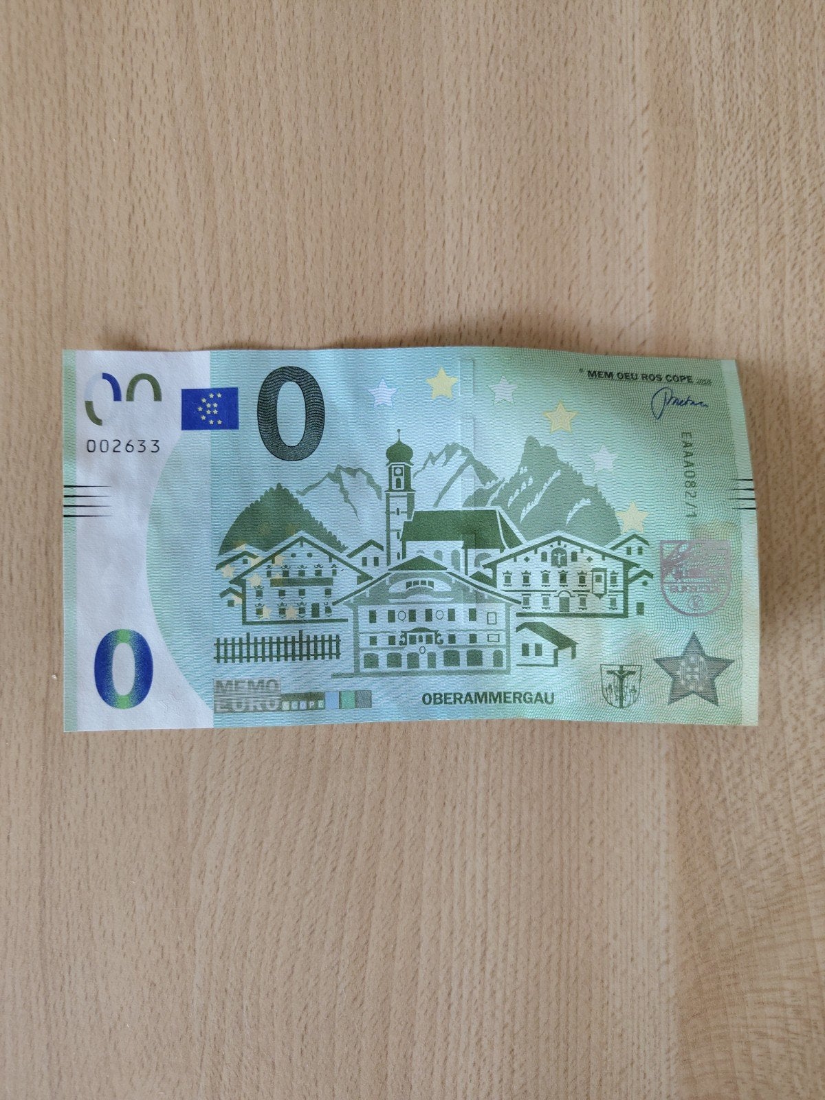 0 Euro Oberammergau, Postzegels en Munten, Bankbiljetten | Europa | Eurobiljetten, Ophalen of Verzenden, Overige landen, 5 euro