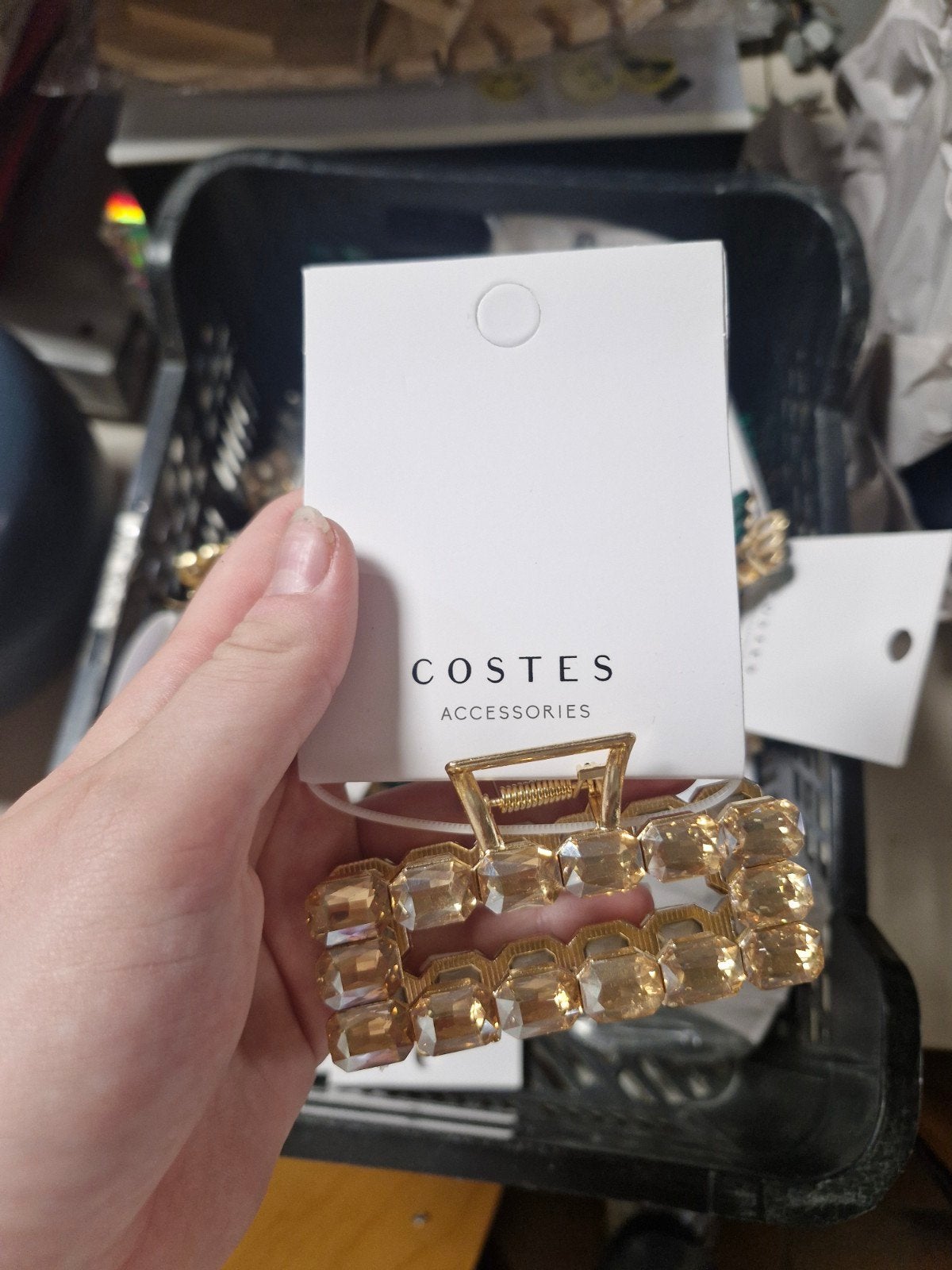 Gouden haarclip met glimmende stenen van Costes, Sieraden, Tassen en Uiterlijk, Ophalen of Verzenden, Nieuw, Haarspeld