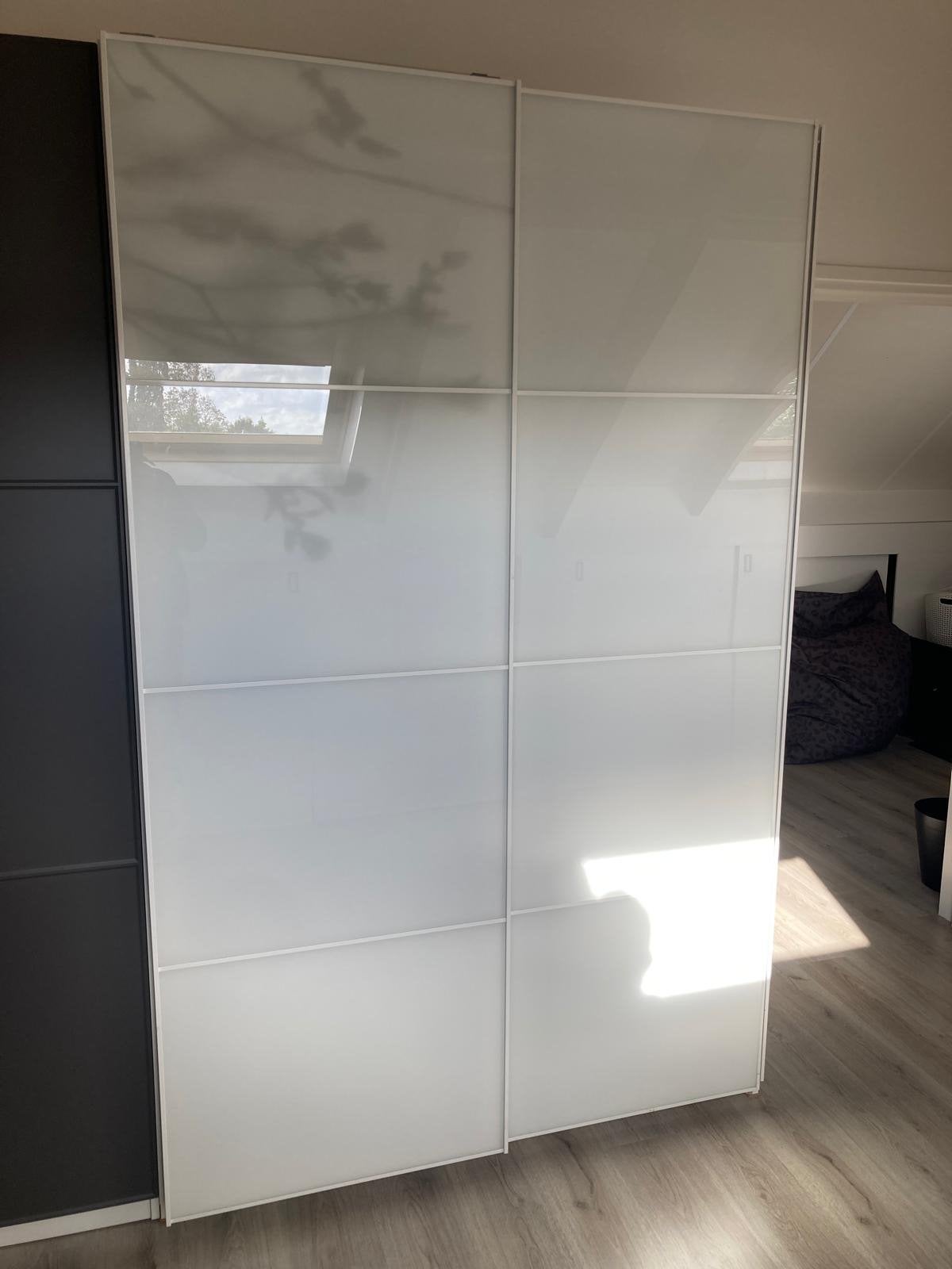 IKEA PAX schuifdeuren (wit/glas), Ophalen, 100 tot 150 cm, 200 cm of meer, Zo goed als nieuw