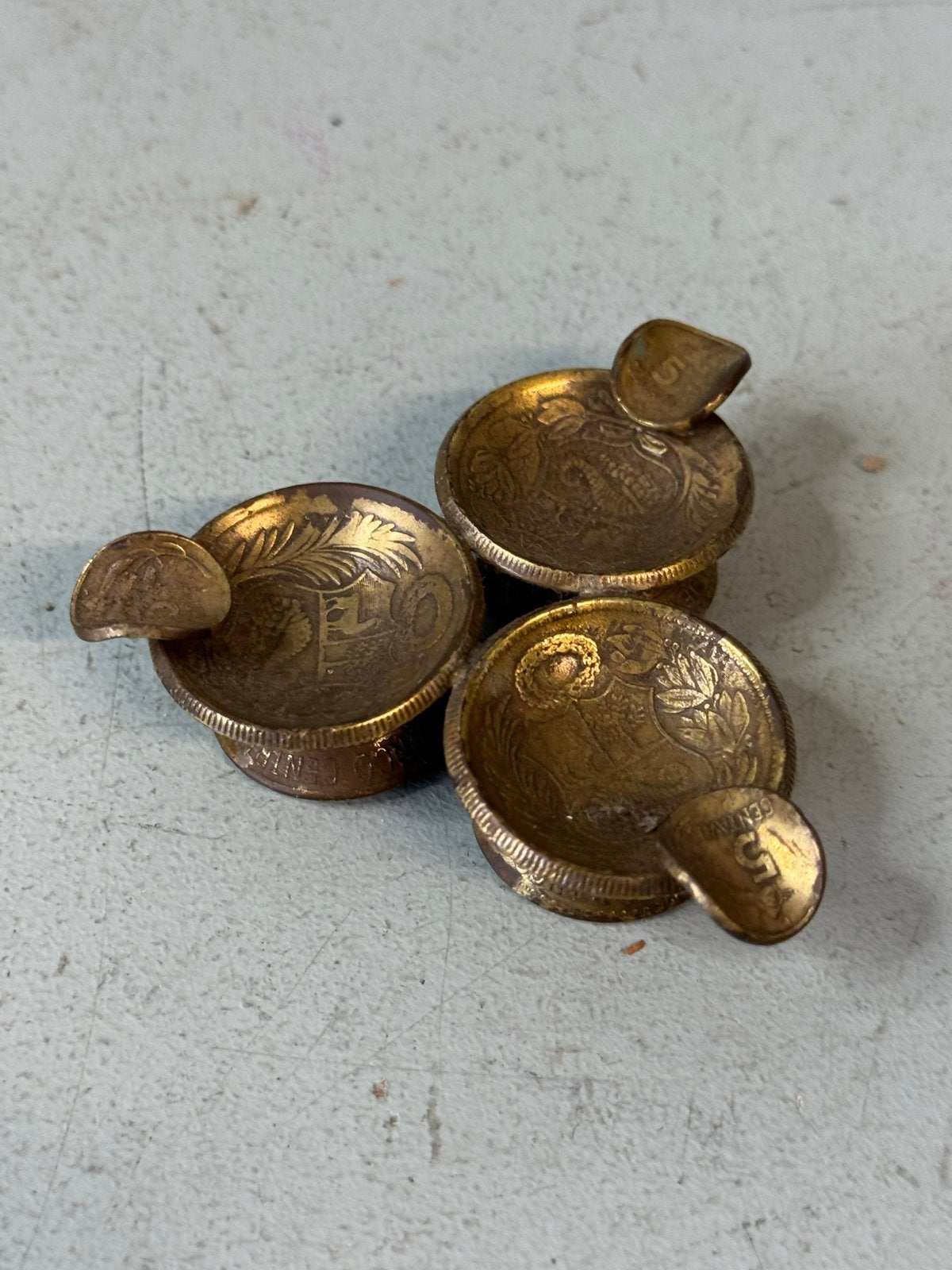 Set van 3 vintage koperen asbakjes, Ophalen of Verzenden