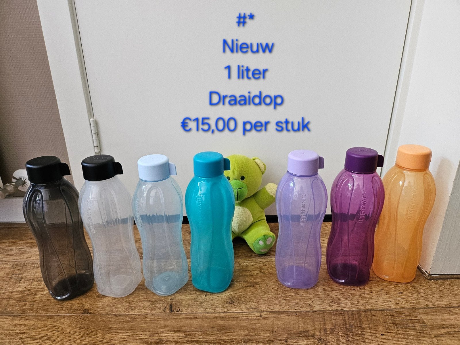 #* Tupperware nieuwe 1 liter flessen draaidop gekleurd, Overige kleuren, Nieuw, Ophalen of Verzenden, 1000 ml