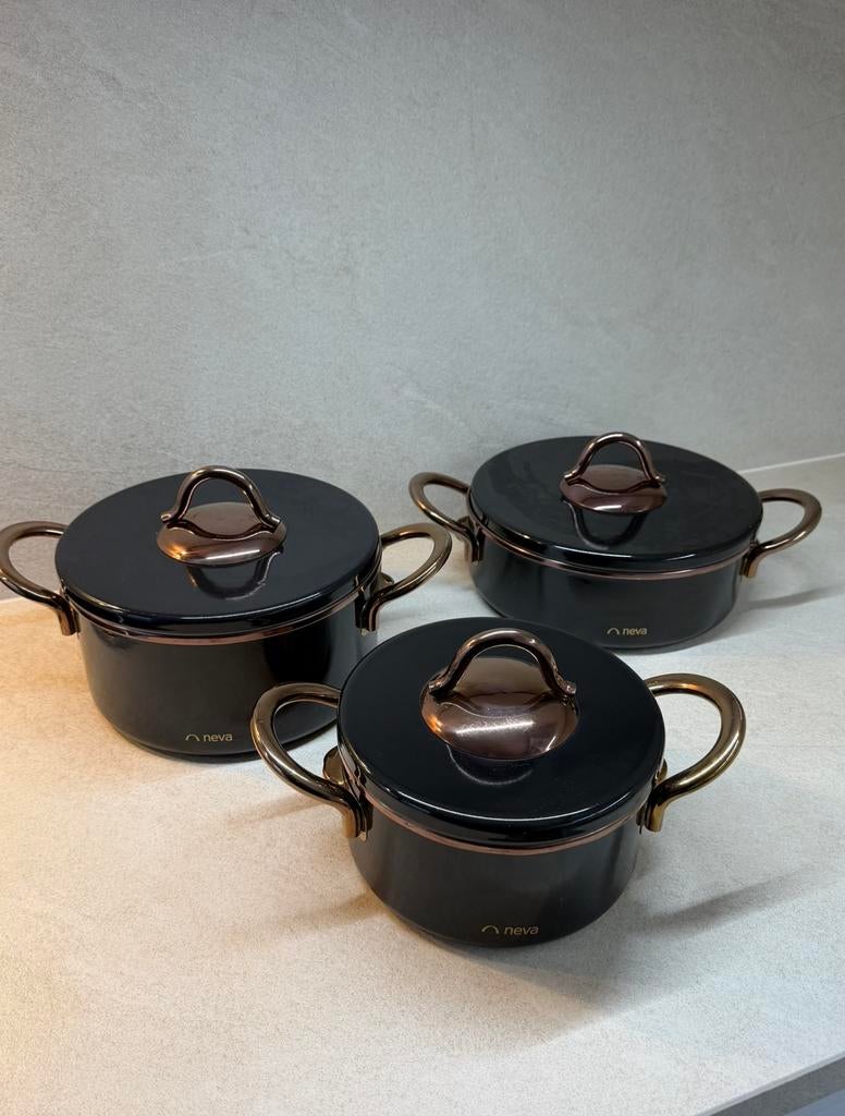 Pannen set, Huis en Inrichting, Ophalen, Zo goed als nieuw, Rvs, Pannenset