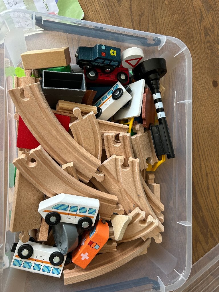 Houten trein set, Kinderen en Baby's, Speelgoed | Houten speelgoed, Ophalen, Gebruikt