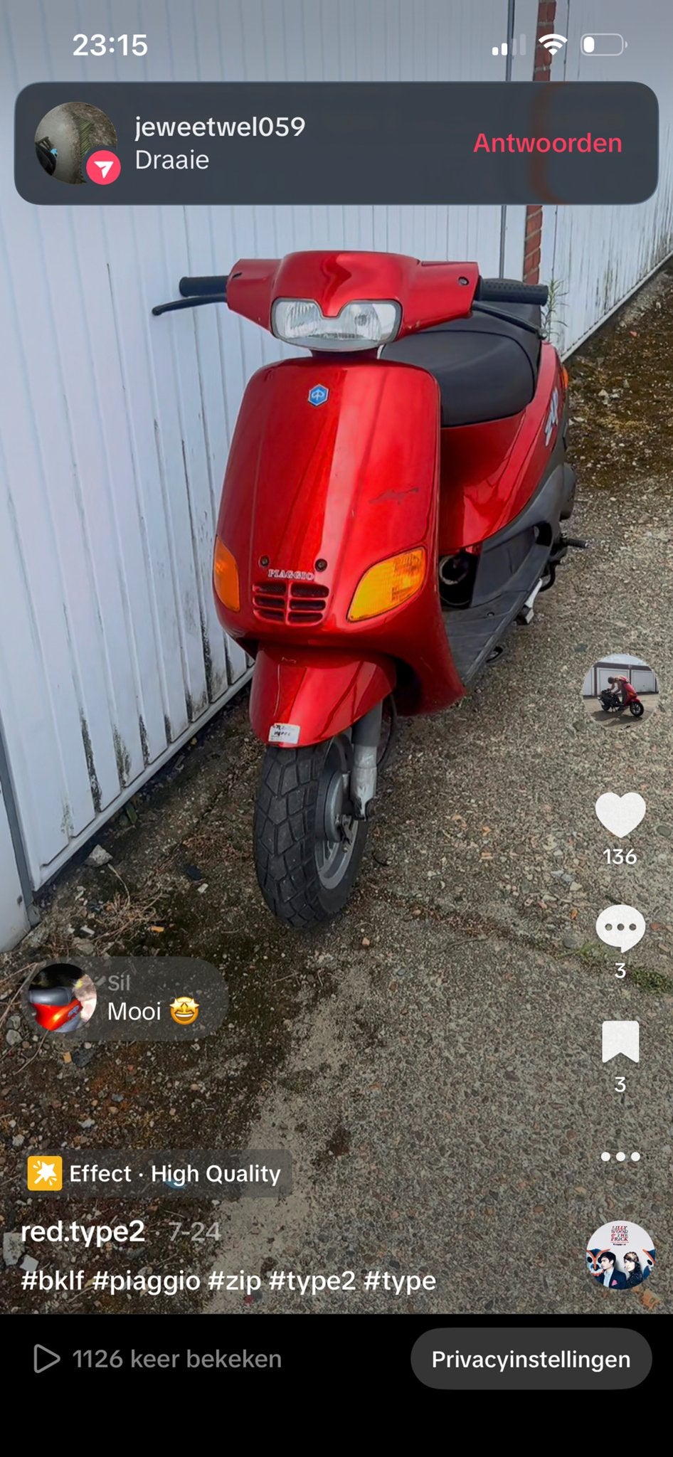 NIET TE KOOP!!! Piaggio Zip Type 2 Waardepijling, Tweetakt, Gebruikt, Maximaal 45 km/u, Zip
