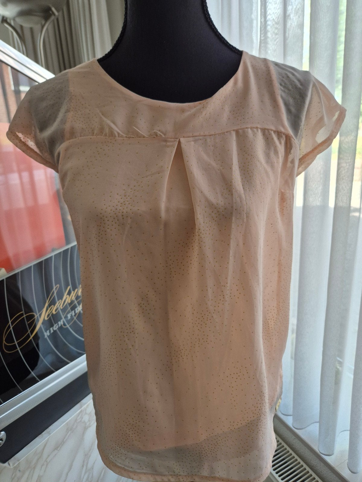 Brian and Nephew Blouse Roze met Gouden Stippen Maat XS, Brian and Nephew, Ophalen of Verzenden, Zo goed als nieuw, Korte mouw