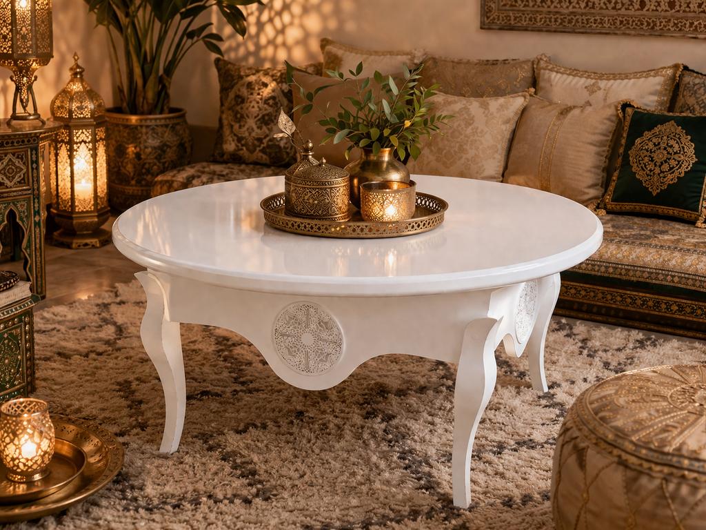 Marokkaanse Salontafel Wit – Vintage / Decoratie –Mooi Model, Antiek en Kunst, Antiek | Meubels | Tafels, Ophalen of Verzenden