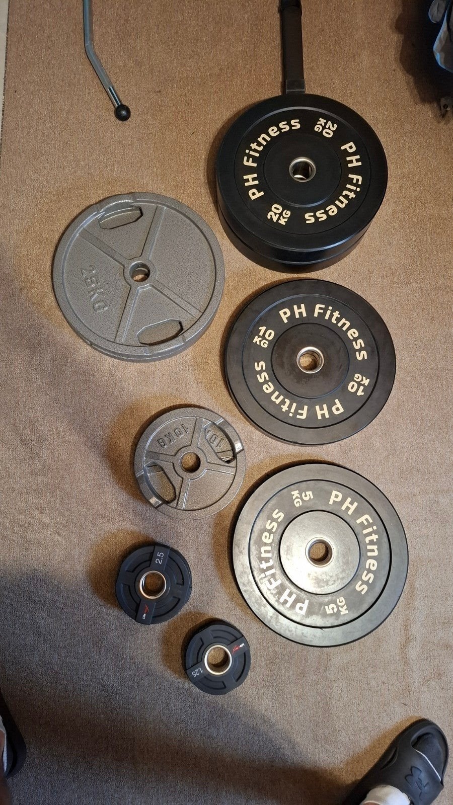 Halterschijven Set  50 mm - 147.5 kg + Halterstang 180cm, Sport en Fitness, Fitnessmaterialen, Ophalen, Gebruikt, Halterschijven