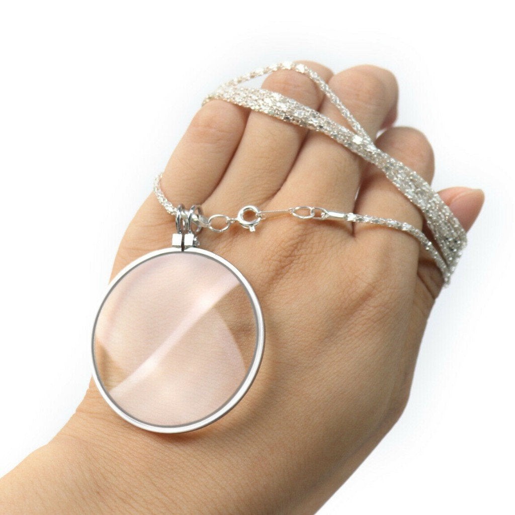 mooi zilverkleurig vergrootglas / hanger met ketting 93 cm., Ophalen of Verzenden, Nieuw, Vergrootglas of Loep