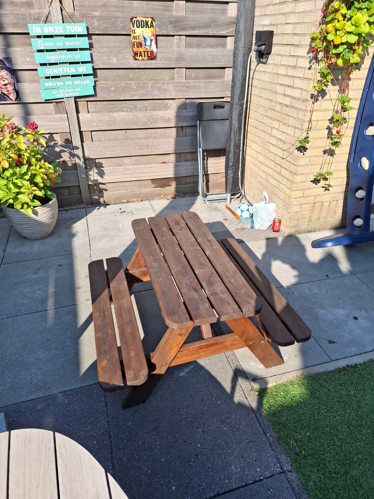 Houten kinder picknicktafel, Ophalen, Gebruikt, Rechthoekig, Hout