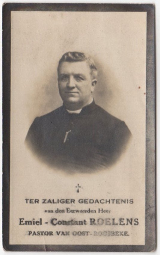 pastoor Emiel Roelens 1853 Brussel + 1922 Roosbeke, 68 jaar, Verzenden