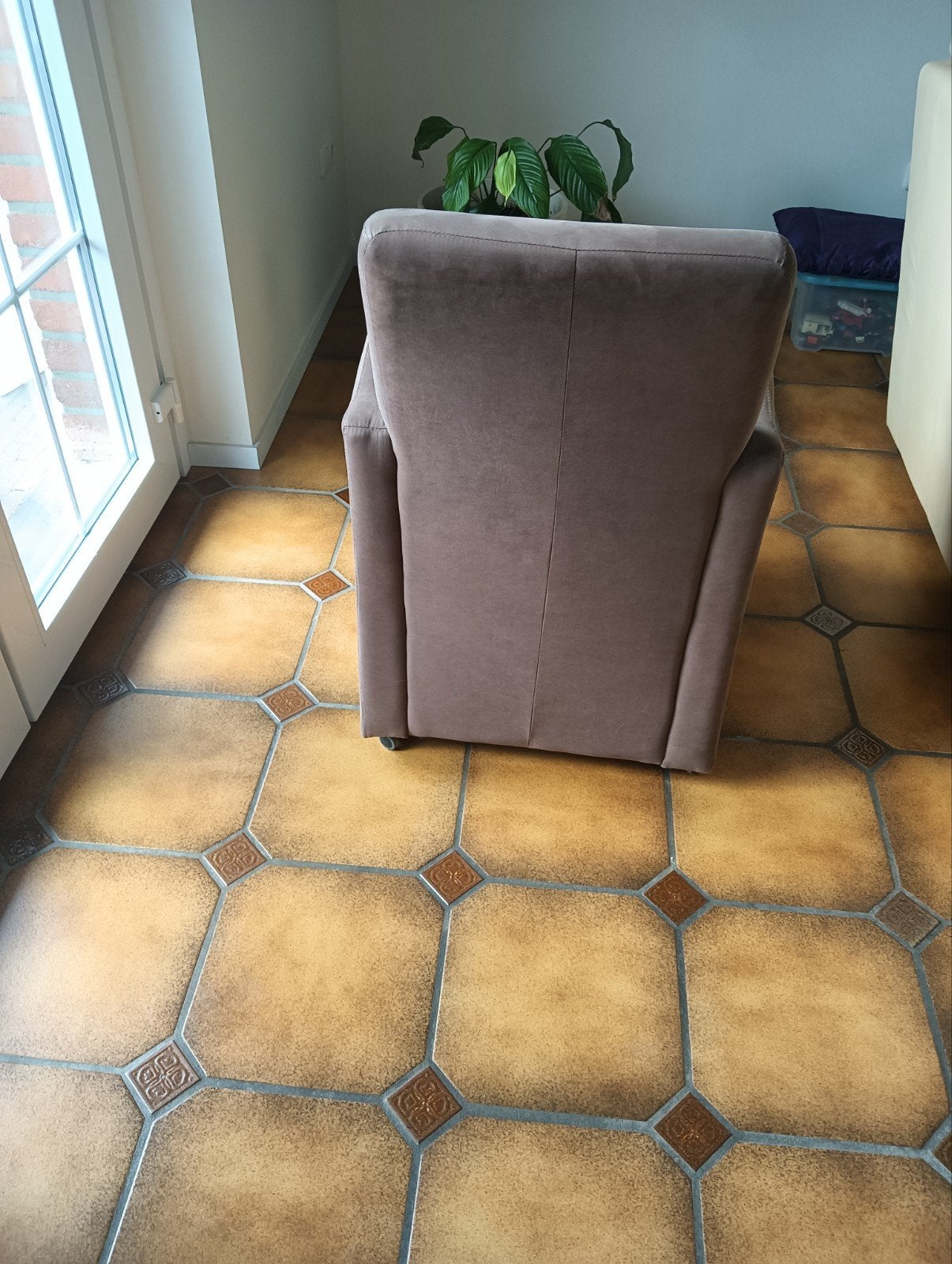 6 Eetkamerstoel met wieltjes - Taupe stof, Huis en Inrichting, Ophalen