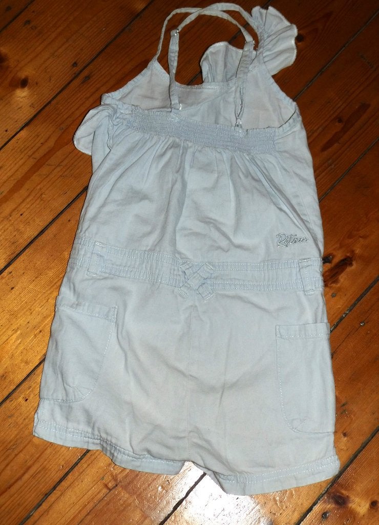 mooie Retour Salopette short romper maat 116, Kinderen en Baby's, Broek, Meisje, Ophalen of Verzenden, Zo goed als nieuw