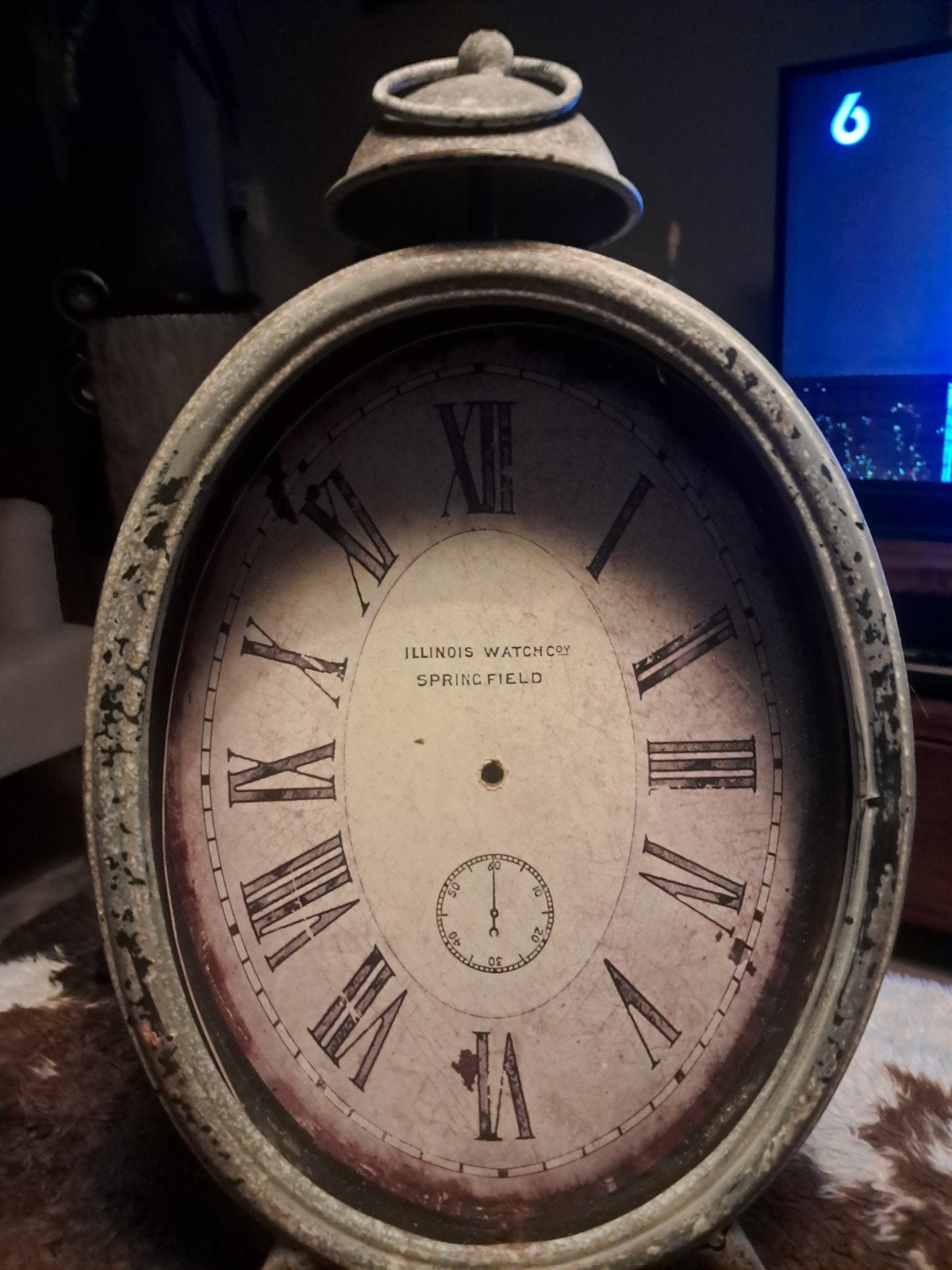 Grote decoratieve wekker klok - Illinois Watch Co., Antiek en Kunst, Ophalen