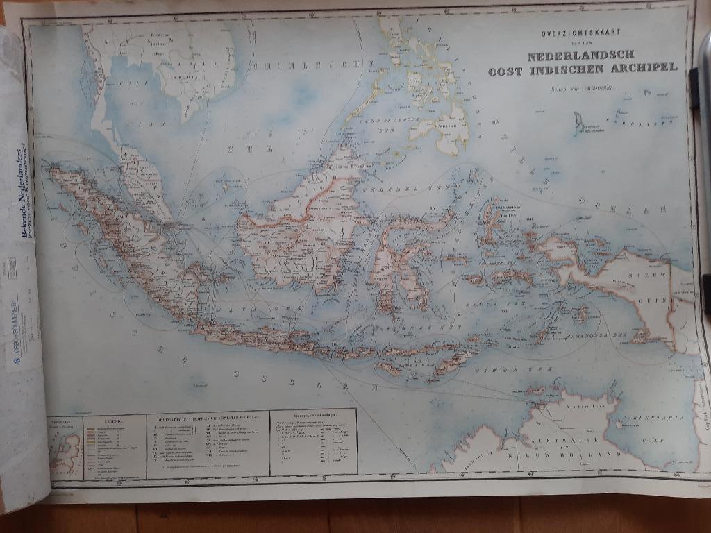 (Kopie van) oude kaart Indonesie, Boeken, Atlassen en Landkaarten, Gelezen, Ophalen of Verzenden, Landkaart, 1800 tot 2000