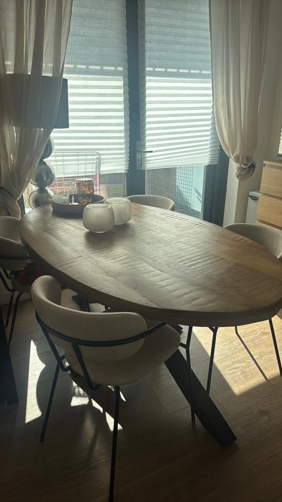 Mango houten eettafel met stalen spinpoot 180x100, Huis en Inrichting, Tafels | Eettafels, Ophalen, Gebruikt, 100 tot 150 cm, 150 tot 200 cm