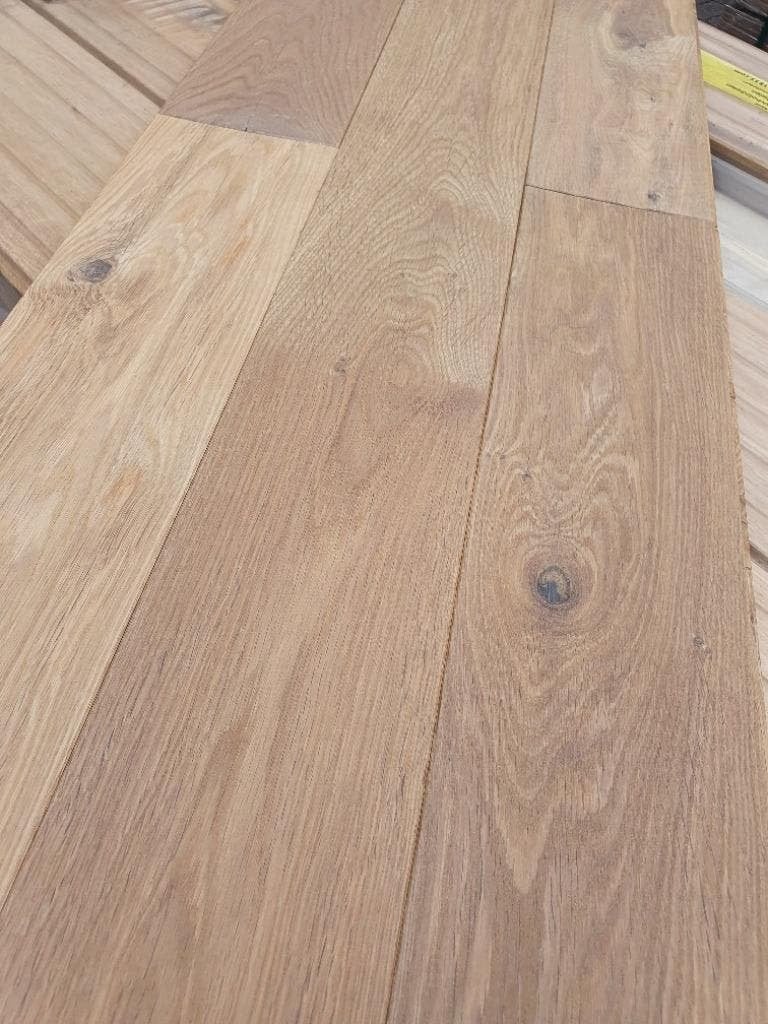 49,02 m2 Eiken Multitop 12 cm breed gerookt Wit geolied, Ophalen of Verzenden, Nieuw, Wit, Parket