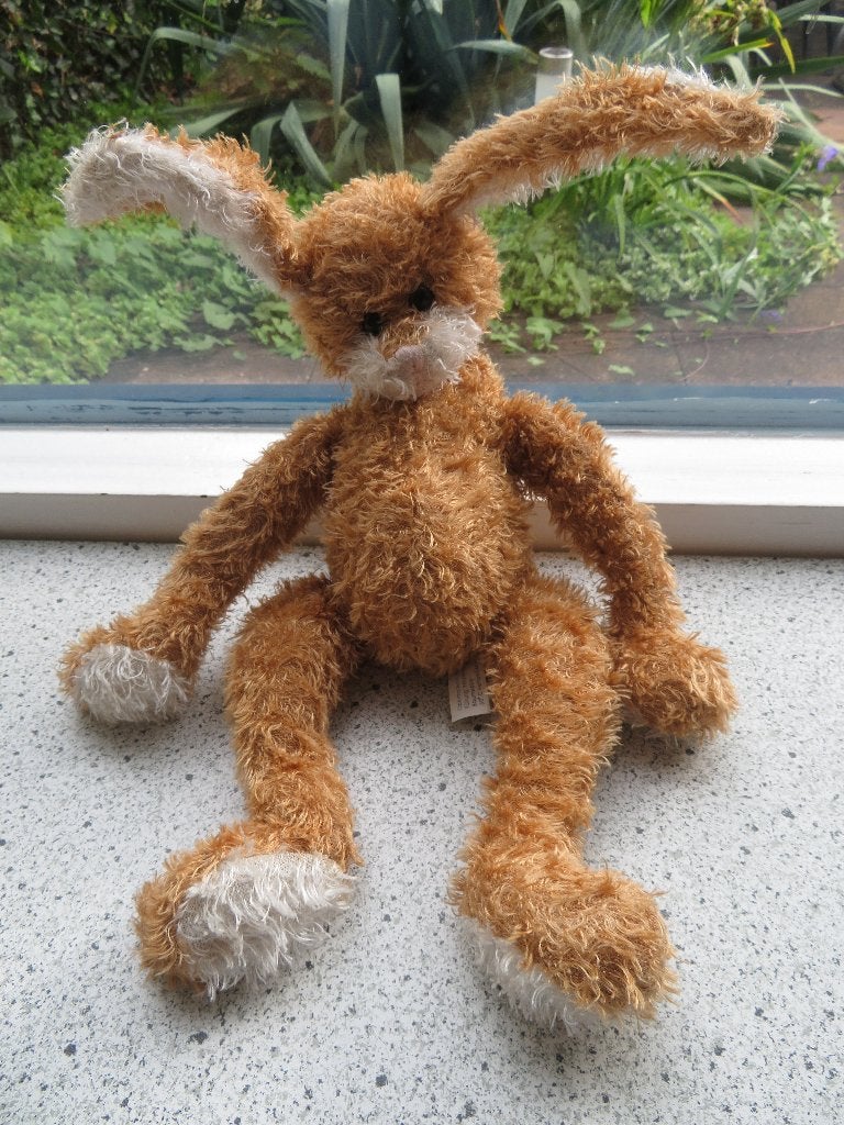 Bruin wit konijn met buigdraad in oren merk Let's Play, Ophalen of Verzenden, Zo goed als nieuw, Middelgroot (20 tot 80 cm), Wasbaar