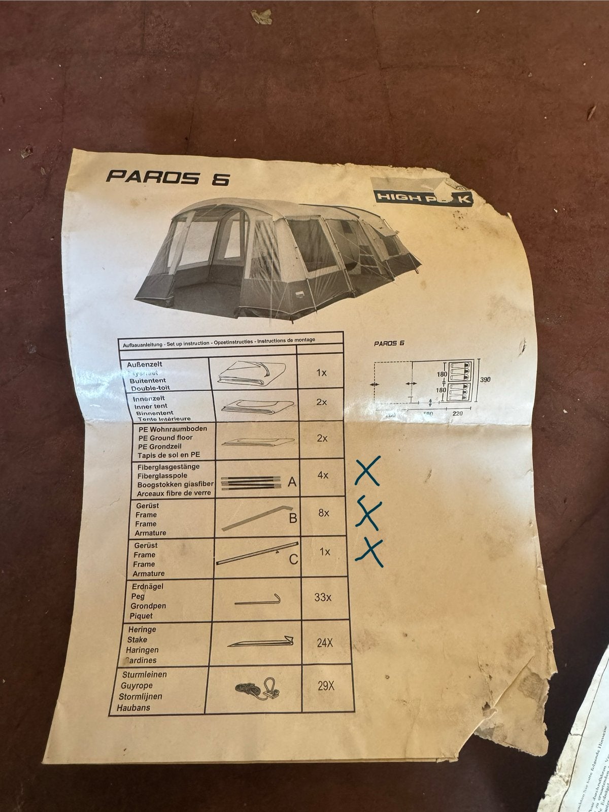 High Peak Paros 6 tentdoek (zonder stokken), Caravans en Kamperen, Tenten, Ophalen, Gebruikt, Tot en met 5