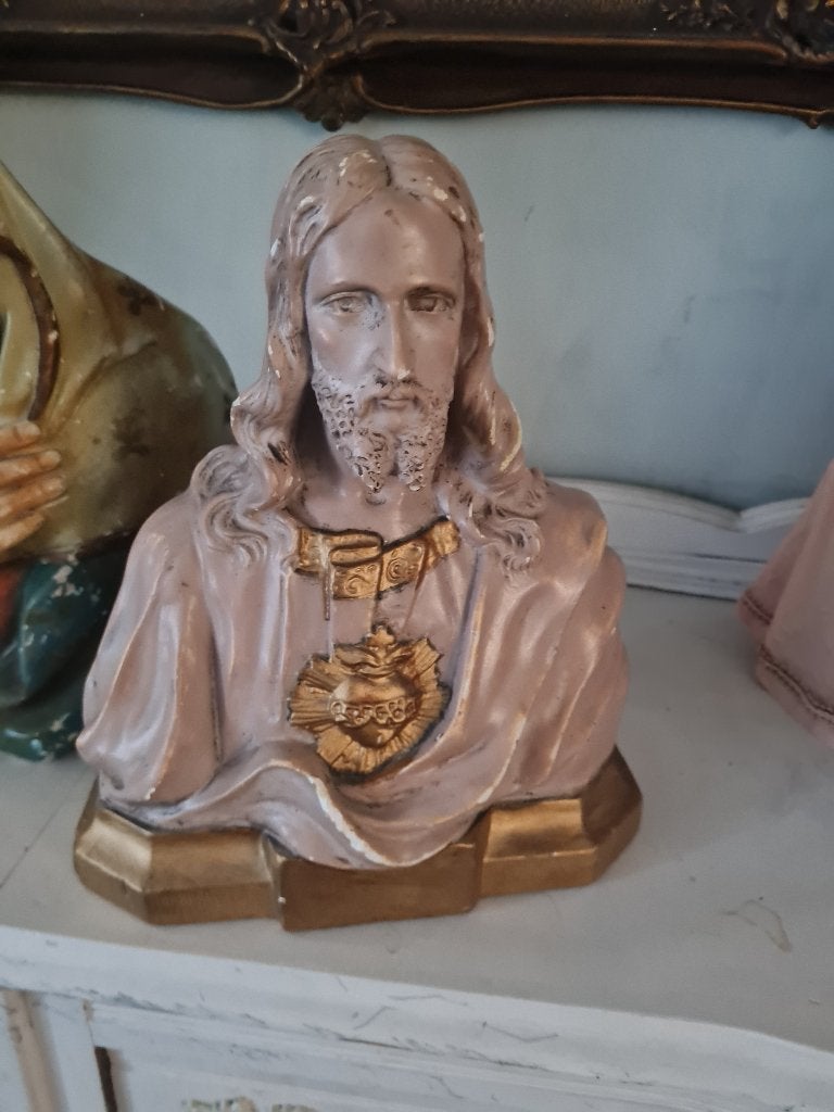 Zeer oude buste Heilig hart Jezus, Ophalen of Verzenden