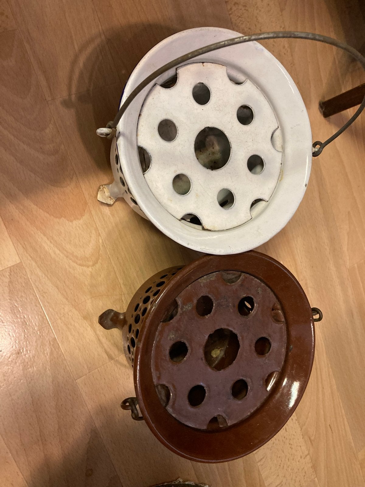 Vintage emaille theelichthouders - set van 2, Ophalen