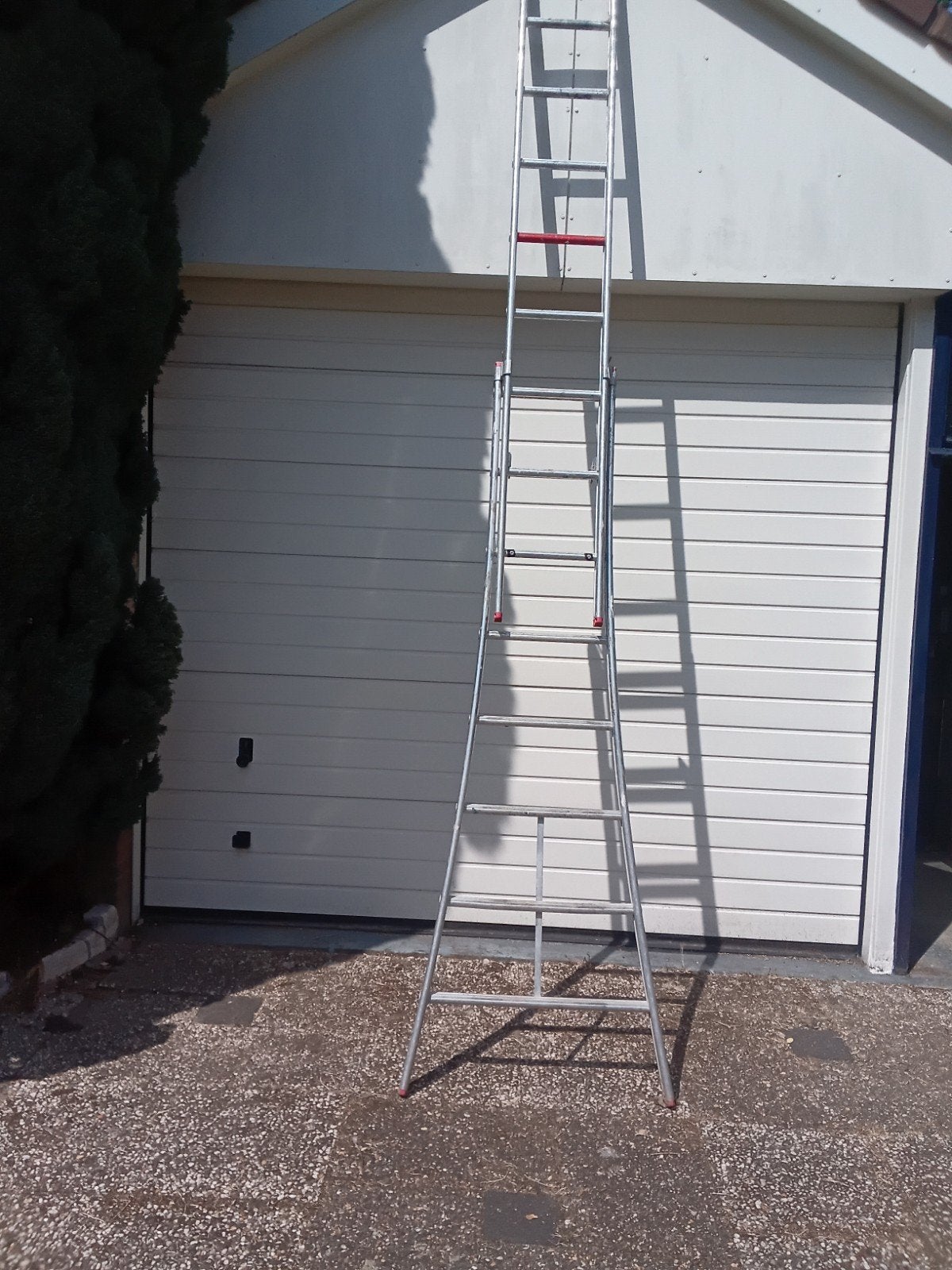 Altrex Aluminium Uitschuifladder 2x8 sporten, 3.6m, Ophalen, Gebruikt, Ladder, 2 tot 4 meter
