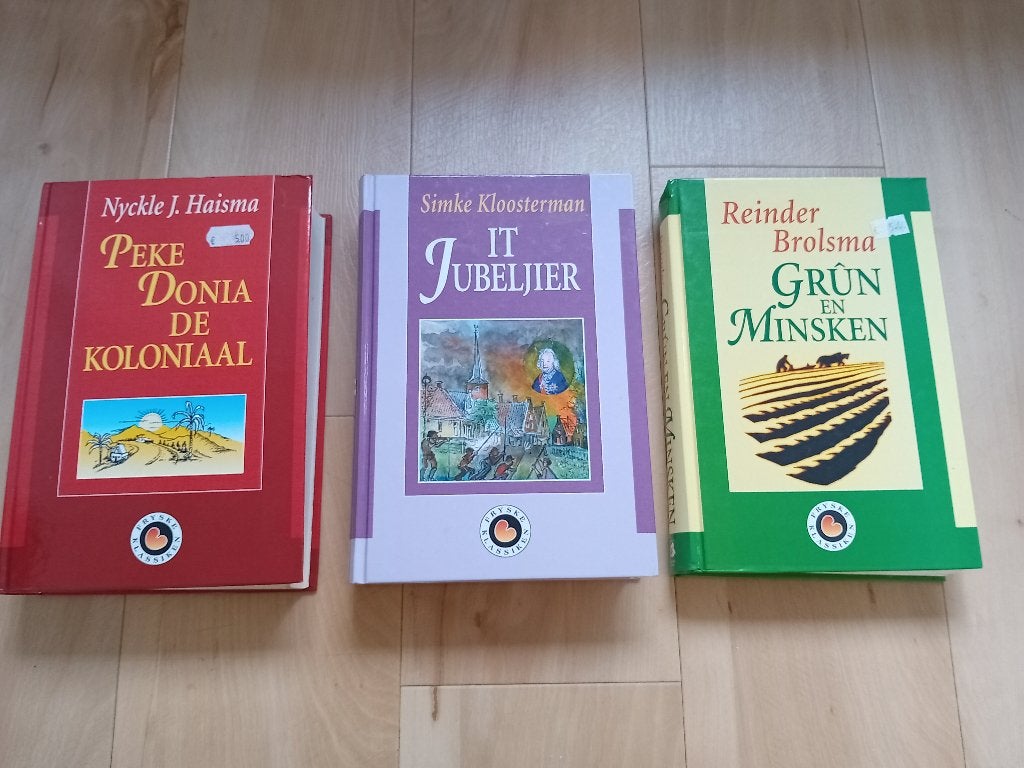 Friese boeken: Peke Donia, It Jubeljier, Grûn en Minsken., Boeken, Gelezen, Ophalen of Verzenden, Nyckle J. Haisma, Simke Kloosterman, Reinder Brolsma