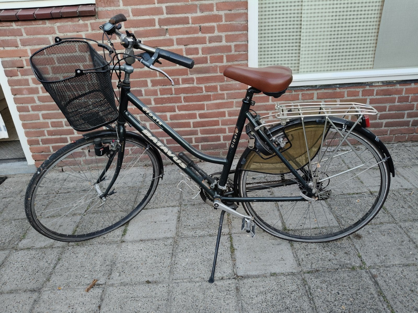 Batavus Cibola damesfiets met mand en bagagedrager, Ophalen, Velgrem, Versnellingen, Batavus