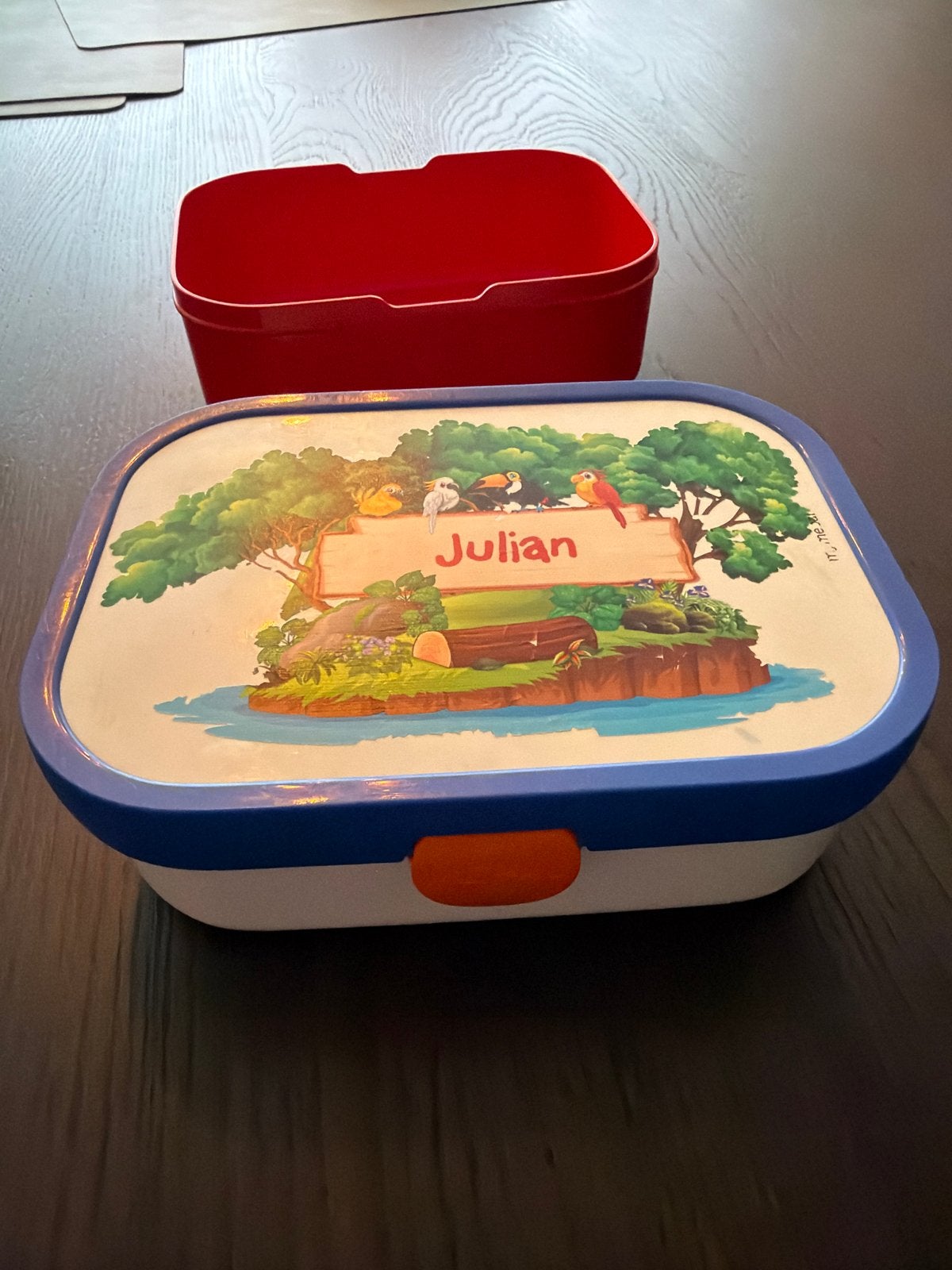 Mepal lunchbox met jungle thema en naam 'Julian', Ophalen of Verzenden, Gebruikt