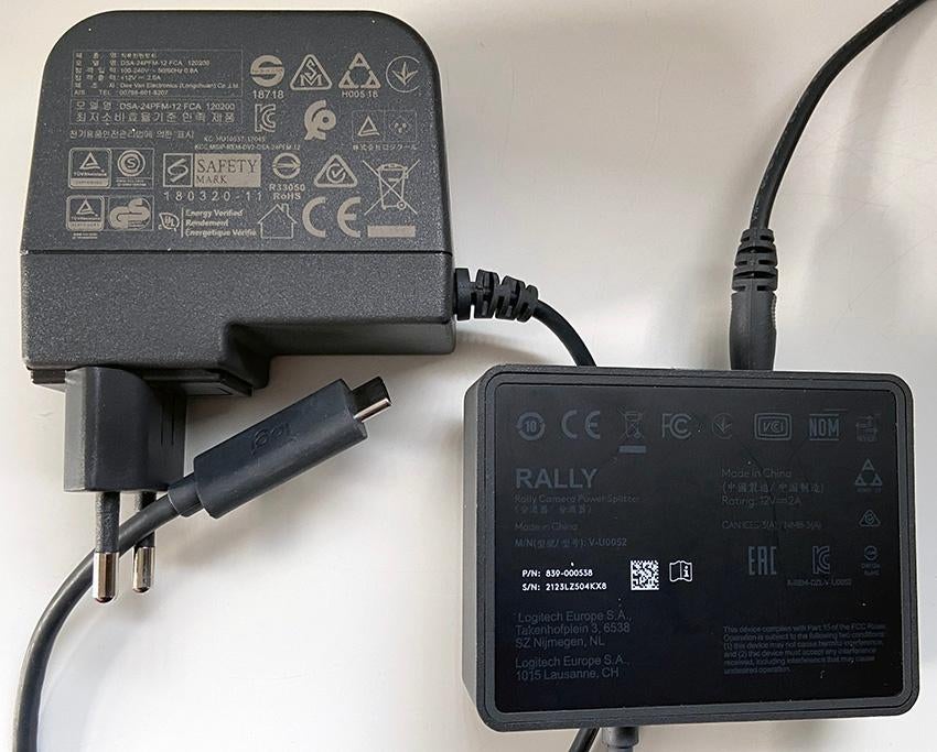 Logitech Rally power splitter - power adapter, Ophalen, Zo goed als nieuw, Tv en Weergevers