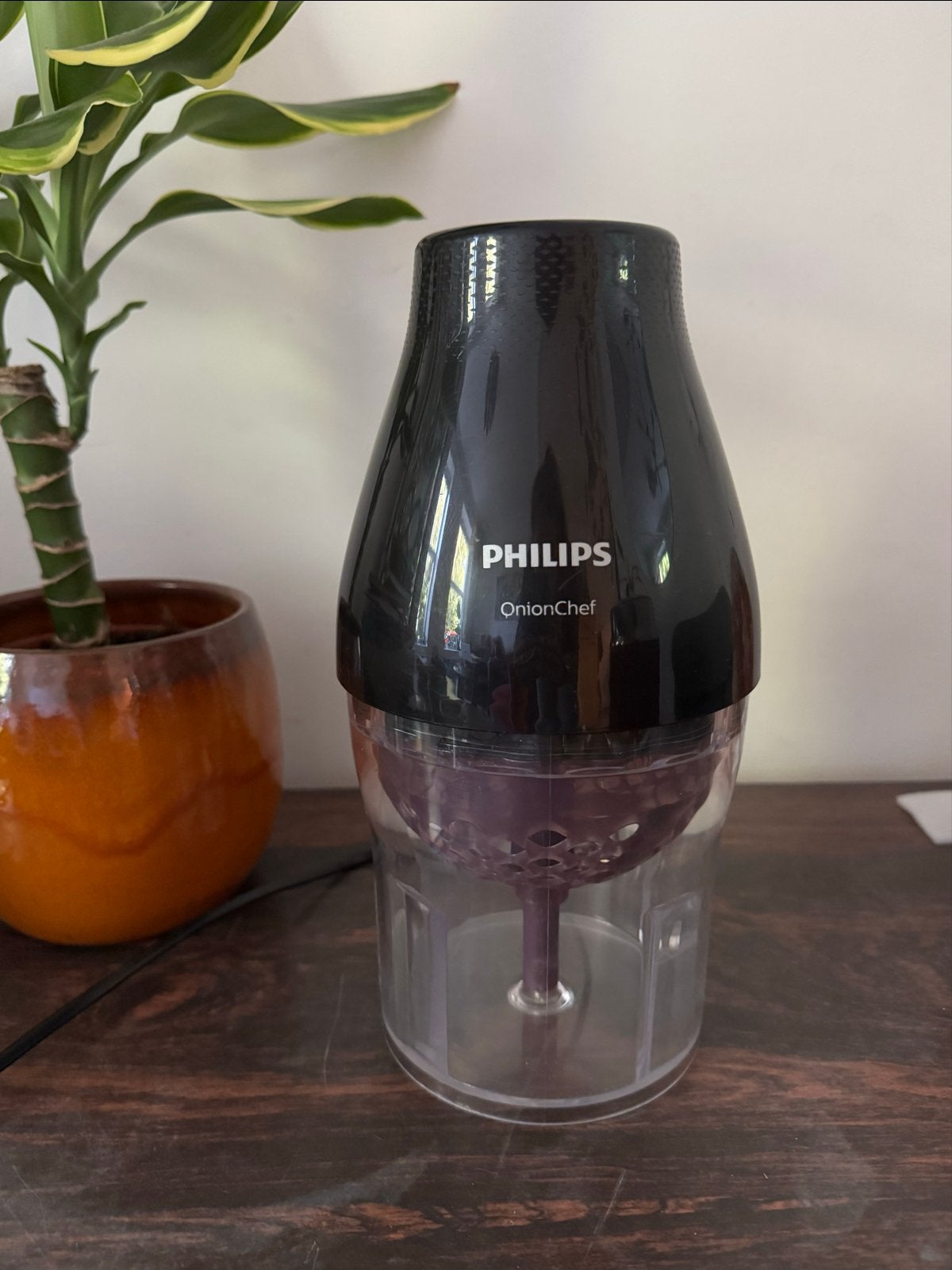 Philips OnionChef hakmolen - snel en efficiënt uien hakken, Minder dan 1 liter, Ophalen of Verzenden, Zo goed als nieuw, 1 snelheid