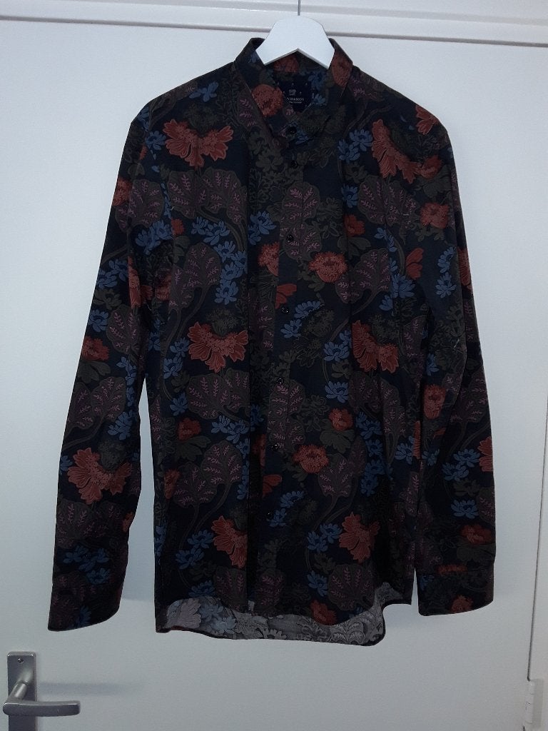 Scotch & Soda Blauw/Oranje/Roze Blouse Met Print Maat L, Kleding | Heren, Overhemden, Ophalen of Verzenden, Zo goed als nieuw