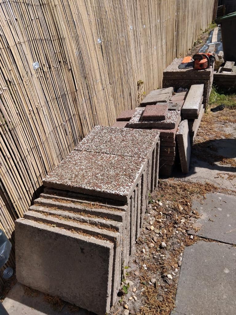 Grindtegels 60x40 cm gratis af te halen, Ophalen of Verzenden, Gebruikt, Beton, Terrastegels