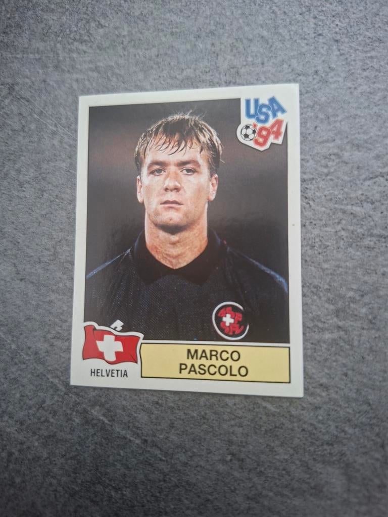 Panini sticker WK 94 USA. Keeper Marco Pascolo Zwitserland., Verzenden, Zo goed als nieuw, Sticker