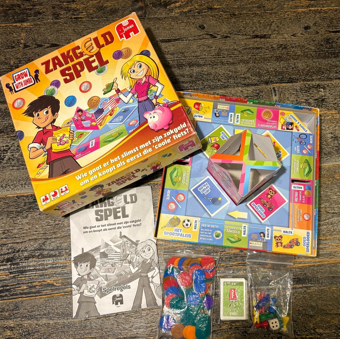 Zakgeld Spel - Leer omgaan met geld, Drie of vier spelers, Ophalen of Verzenden, Gebruikt