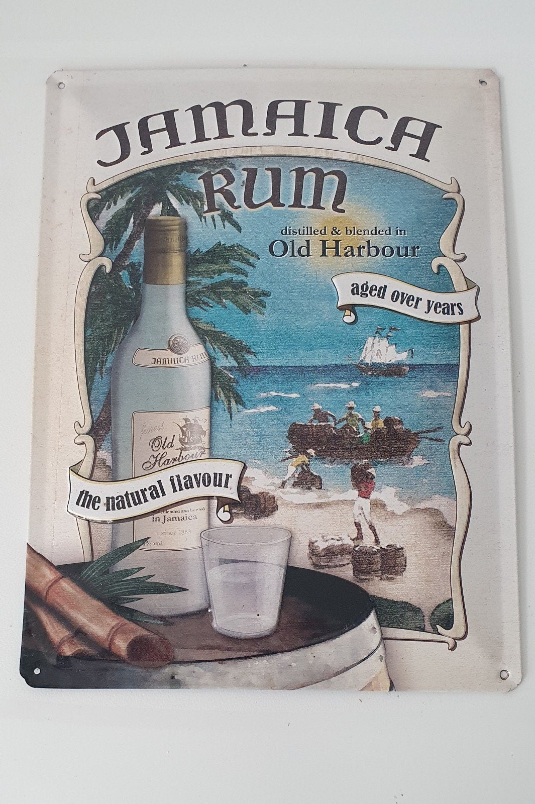 reclamebord Vintage Jamaica Rum  - Blik, Ophalen of Verzenden, Gebruikt, Reclamebord