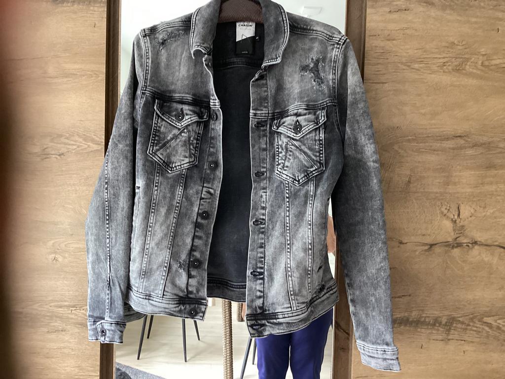 Izgst Zwart grijs spijker jack van Shasin maat S, Kleding | Heren, Ophalen of Verzenden, Zo goed als nieuw, Zwart